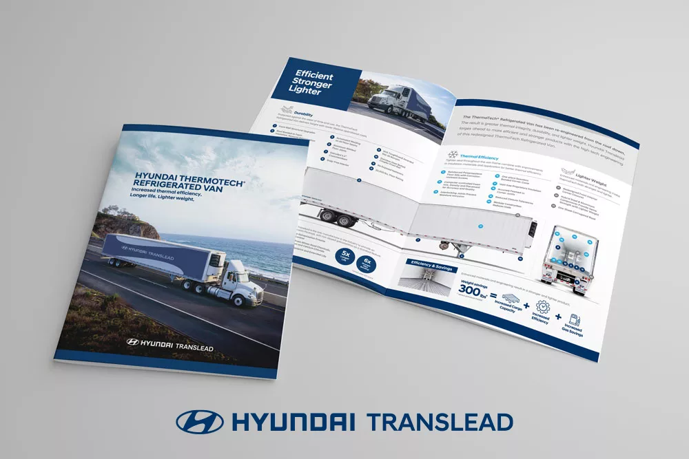 A Hyundai Translead brochure showing the reefer trailer