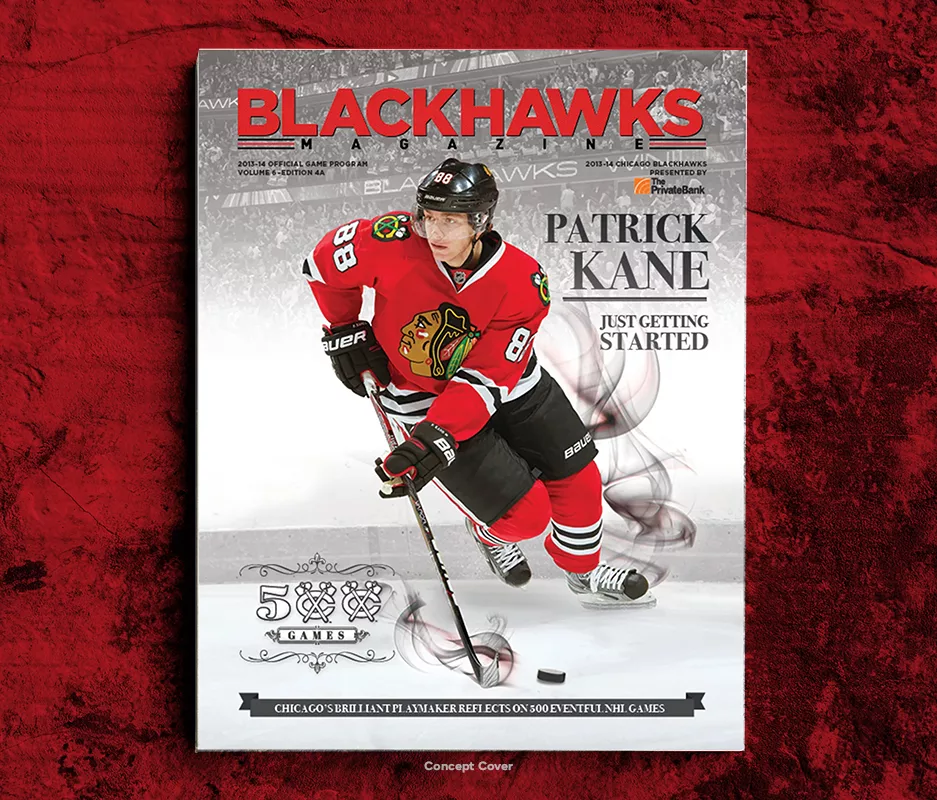 Magazine Cover Showcasing Patrick Kane's 500th Game